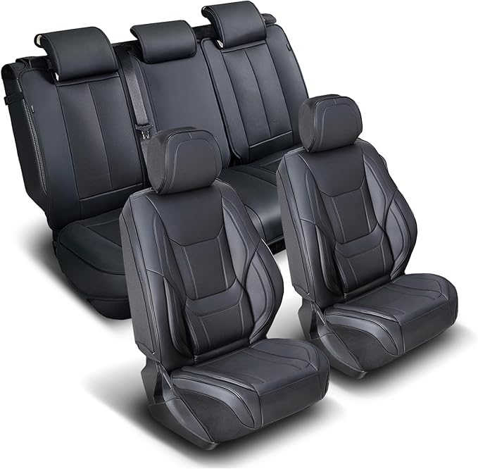 Coverland Custom Fit Car Seat Covers for SUV Compatible with [Soul, Kona, NIRO, Kicks, Blazer EV, Freelander] Premium Waterproof Non-Slip Interior Seat Protector [Full Set Black - Size Chart X85]