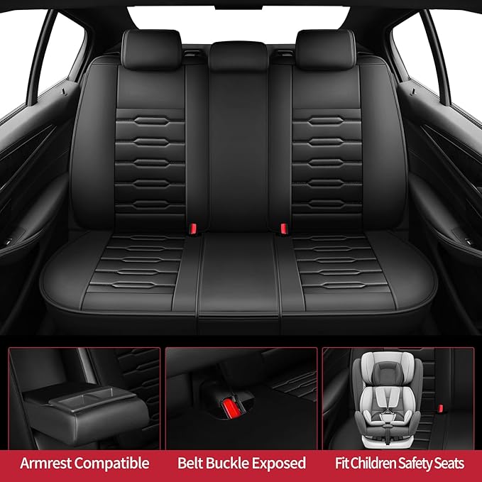 Fit Fj Cruiser Car Seat Covers for Toyota Fj Cruiser 2007-2013 2014 - Upgraded Premium Waterproof & Breathable Leather, Airbag Compatible, All-Weather Seat Cushion Protector (Full Set, Black)