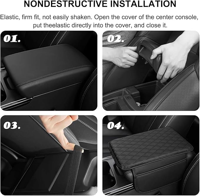 Car Armrest Cushion for Isuzu D-MAX MU-X 2015-2025, Center Console Covers Pad Leather Accessories, Arm Rest Protector Mat with Side Storage Bag for SUV/Sedan/Truck, D/Red