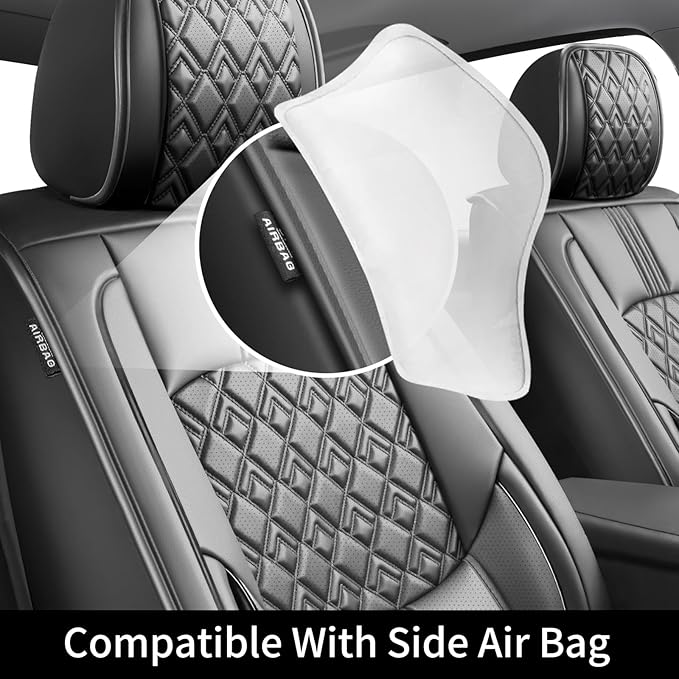 Fit Yaris Car Seat Covers for Toyota Yaris 2008-2018 2019 2020-Upgraded Premium Waterproof & Breathable Leather, Airbag Compatible, All-Weather Seat Cushion Protector (Full Set, Black)
