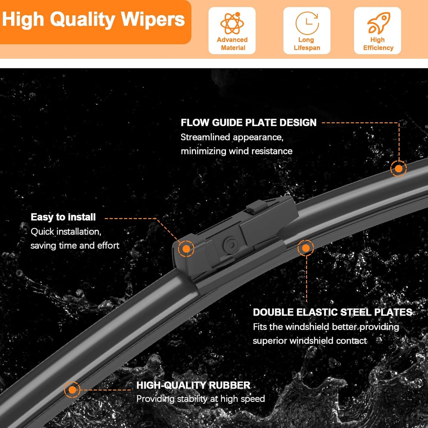 HULADAED® 26'' 20'' 14'' Windshield Wipers Replacement for Ascent 2023 2022 2021 2020 2019,Silicone Front Rear Wiper blades for MY Car-All Weather & Quiet(3 PACK)