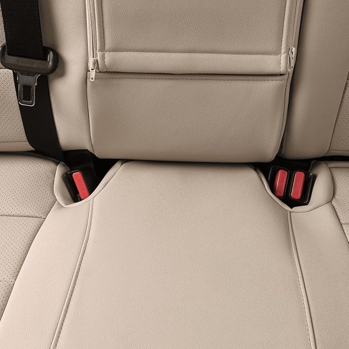 EKR Rav4 Seat Covers Custom Fit for Toyota Rav4(Gasoline) 2019 2020 2021 2022 2023 2024 2025 LE/XLE/XLE Premium/Limited,Leather Car Seat Cover Full Set for SUV,Faux Leather(Beige)