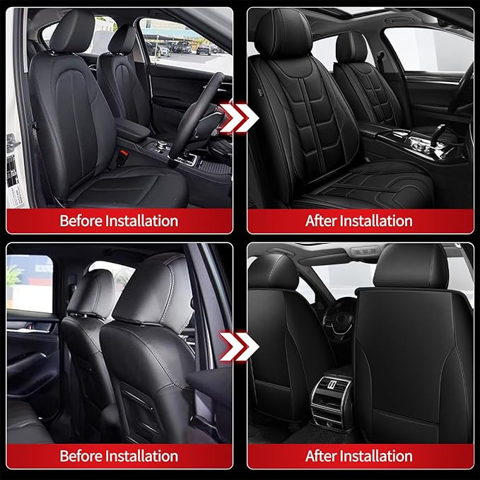 TTX LIGHTING Car Seat Covers fit for Nissan Sentra 2008-2026 Front Seat: Premium Leather Automotive Seat Cover with Airbag Compatible Waterproof (2 Seats, Black)