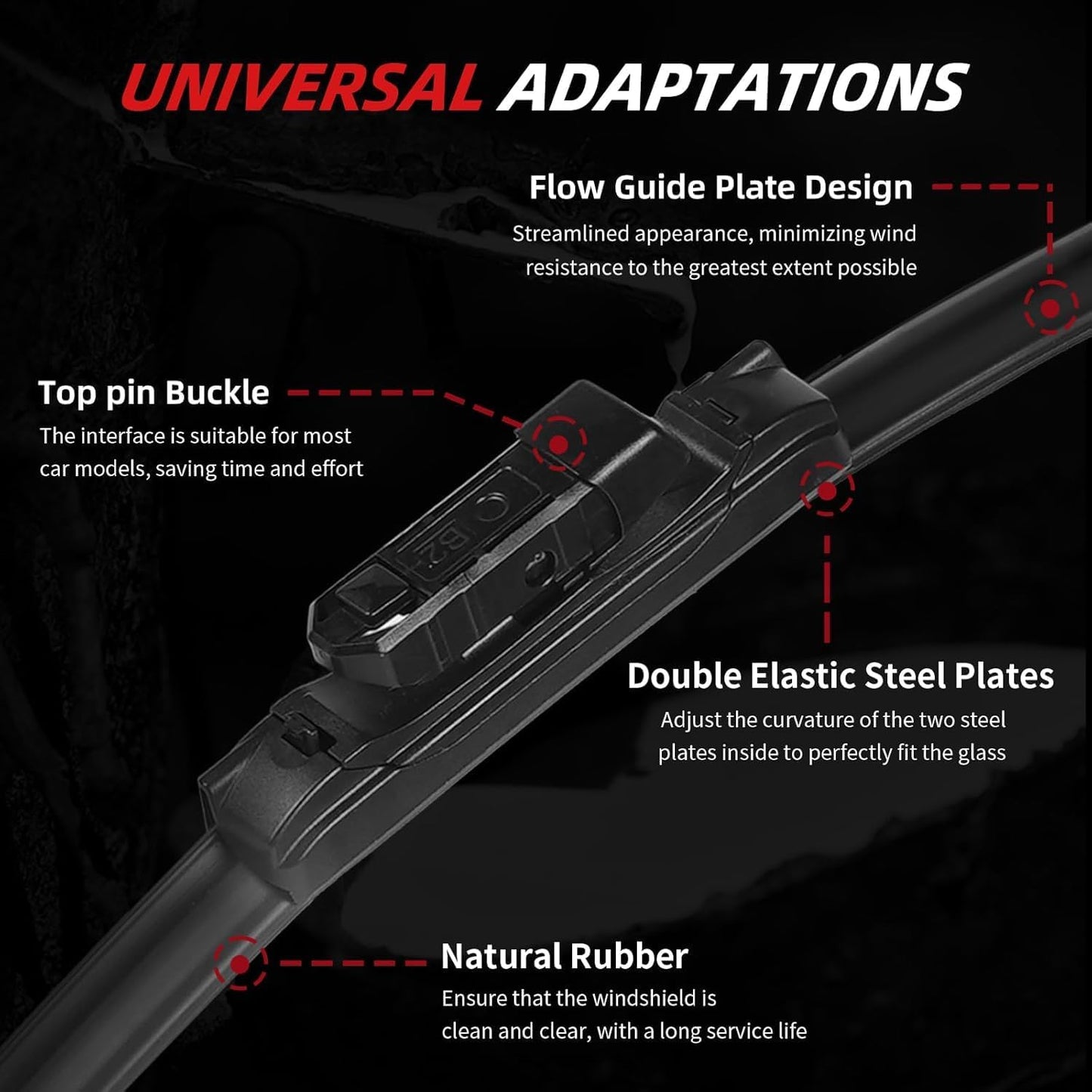 OTUAYAUTO Windshield Wiper Blades - Replacement for Porsche Macan 2015-2023, Front and Rear Wipers Set, Top Lock - 24"+20"+15" (Pack of 3)