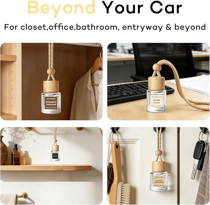 C Classy Hanging Car Air Freshener 2 Pack, Oceano Essential Oil Diffuser, Long-Lasting Fragrance, Cute Glass Bottle Car Accessories for Women & Men, Made in USA