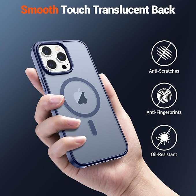 SUPFINE Magnetic for iPhone 15 Pro Max Case (Compatible with MagSafe) (Military Grade Drop Protection) Slim Translucent Matte Shockproof with Anti-Fingerprint Phone Case, Lavender Gray