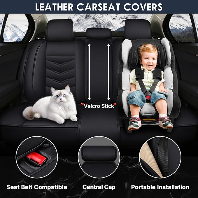 Car Seat Cover 8 Seats for Hyundai Palisade 2020-2025, Durable Wear Resistant Waterproof Sport Seat Cover, Breathable No Odor Premium Leather Vehicle Seat Covers.(Luxury,Black)
