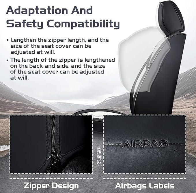 Truck Seat Covers for Ford Bronco 2021-2026, Waterproof Premium Leather Full Coverage Car Seat Cover, Muscle Sport Style Auto Interior Seat Cover Sets (Full Set/Black White)
