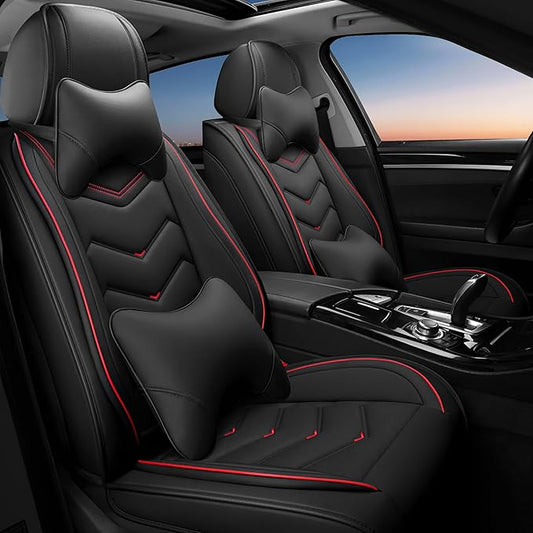 Car Seat Covers Fit for Infiniti g37 2000-2026, Stylish Sport Seat Covers, Waterproof Wear-Resistant Premium Nappa Leather Car Seat Cover.(2 Pcs Front with Pillow/Black)