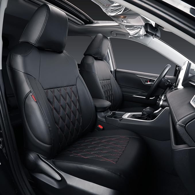 coverdream 2026 Rav4 Seat Covers Custom Fit for 2026 Toyota Rav4 Hybrid (Woodland/Limited) SUV,Full Set Luxury Waterproof Leather Car Seat Protector