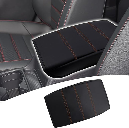 Center Console Pad Armrest Box Cover for Honda 2025 2024 2023 CRV LX EX EXL Sport Hybrid Sport Touring,Black Leather Protector Accessories for CR-V 2023 2024 2025(Orange Stitches)