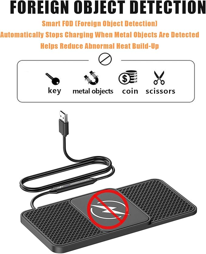 Wireless Car Phone Charger for Buick Encore Envision Enclave, Type C/USB 20W Fast Charging Pad, Non-Slip Charging Station for Travel Home Office Desk, Lightweight, USB