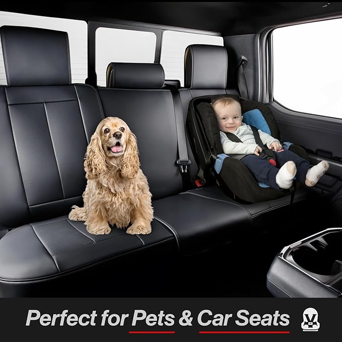 Coverland Custom Fit Car Seat Covers for SUV Compatible with [2006-2015 Toyota RAV4] Premium Car Seat Cover Water Resistant Leather Non-Slip Interior Protector [Full Set Black - Size Chart X80]