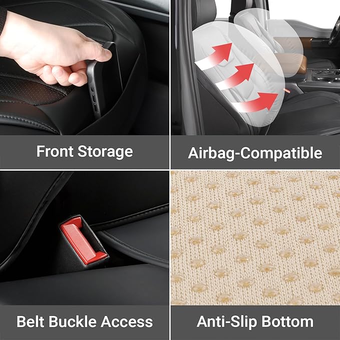 Coverland Custom Fit Car Seat Covers for SUV Compatible with [2015-2026 Porsche Macan] PPremium Car Seat Cover Water Resistant Leather Non-Slip Interior Protectorr [Full Set Black - Size Chart X68]