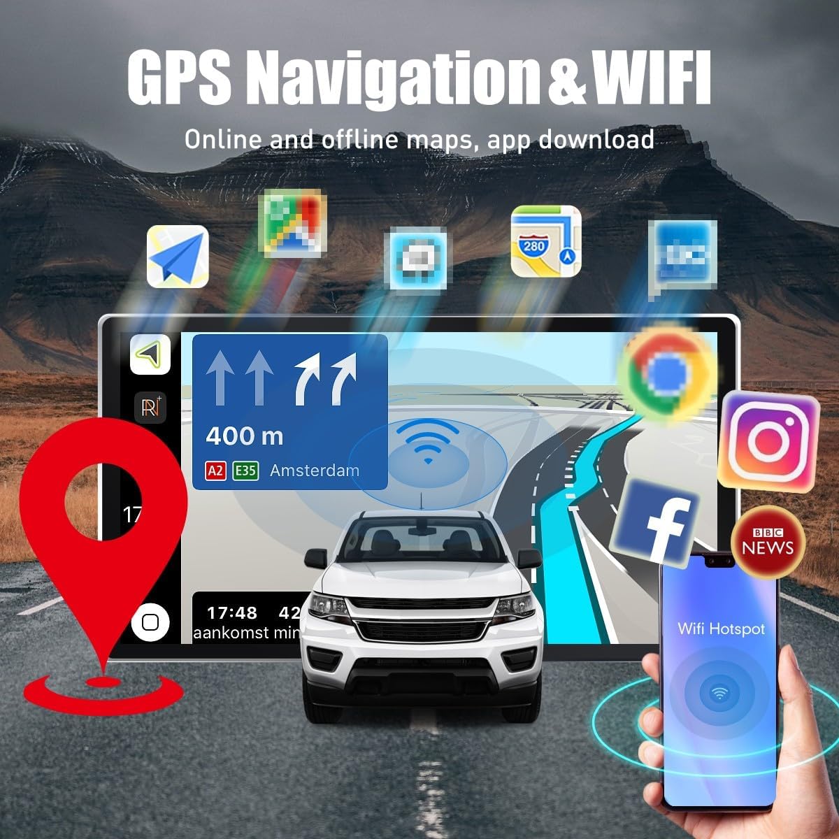 Kunfine Tesla Style Car CarPlay Android Auto Navigation Stereo GPS Radio Reverse Camera 9.7" IPS Touchscreen Headunit Tablet Media Player For Peugeot 301 13-22, if Applicable Quad Core 2G+32G Advanced