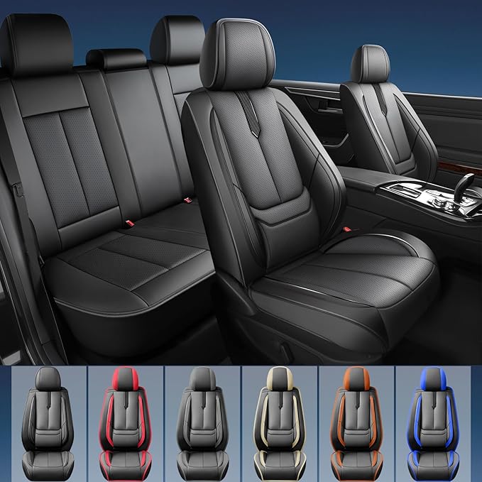 Fit Prius Car Seat Covers for Toyota Prius 2001-2024 2025 2026 -Upgraded Premium Waterproof & Breathable Leather,Airbag Compatible,All-Weather Seat Cushion Protector,Full Set,Black