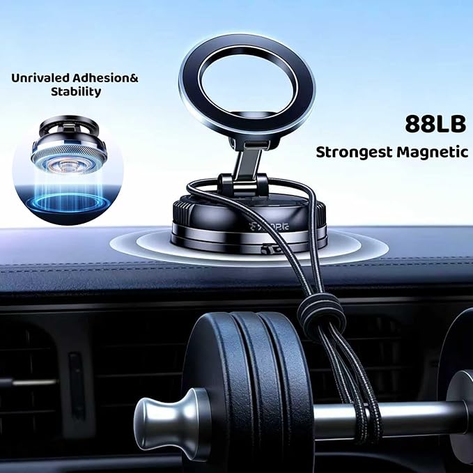Upewefi 2026 Upgraded Car Phone Holder for Mag Safe, 3500gf Strongest Magnetic, 360° Adjustable Car Phone Holder, Phone Holders for Your Car, Car Mount for iPhone 17 16 15 14 13 12 (1pcs-BlackOrange)