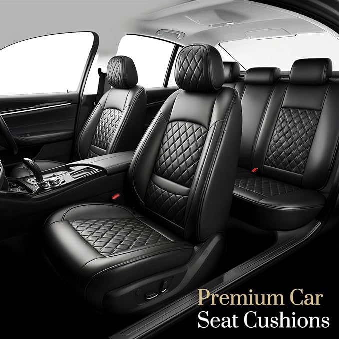 Fit TSX Car Seat Covers for Acura TSX 2003-2014 - Premium Leather, Waterproof, All-Weather, Airbag Compatible, Anti-Slip, Breathable, Easy Install, Seat Protectors, Full Set, Black