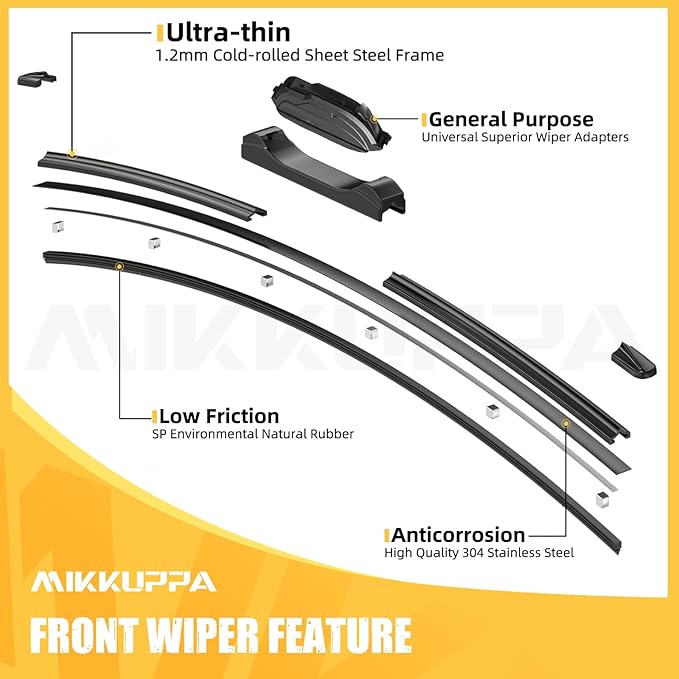 MIKKUPPA 24"+18"+14" Windshield Wiper Blades Replacement for 2013-2016 Mazda CX-5, Front & Rear Wiper Blades Set, Durable Stable Quiet All Season (Pack of 3)