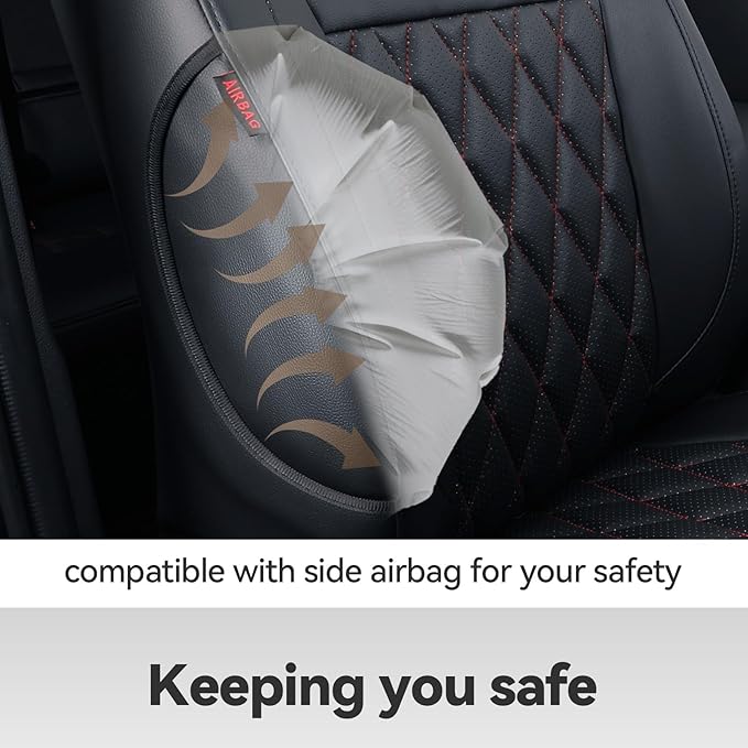 coverdream RAV4 Seat Covers Custom Fit for 2019-2024 2025 Toyota RAV4 LE,XLE,XLE Premium,Limited SUV Seat Cushion,Luxury Waterproof Leather Car Seat Protector (Full Set,Red/Black)