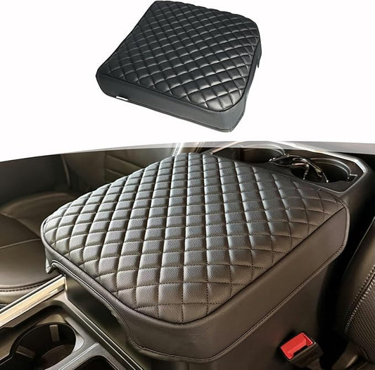 Center Console Cover for 2023 2024 2025 2026 Ford F250 F350 F450 F550 Super Duty Accessories, Vinyl Leather Armrest Cover Center Console Cushion, Black (Fits Bucket Seat Console Only)