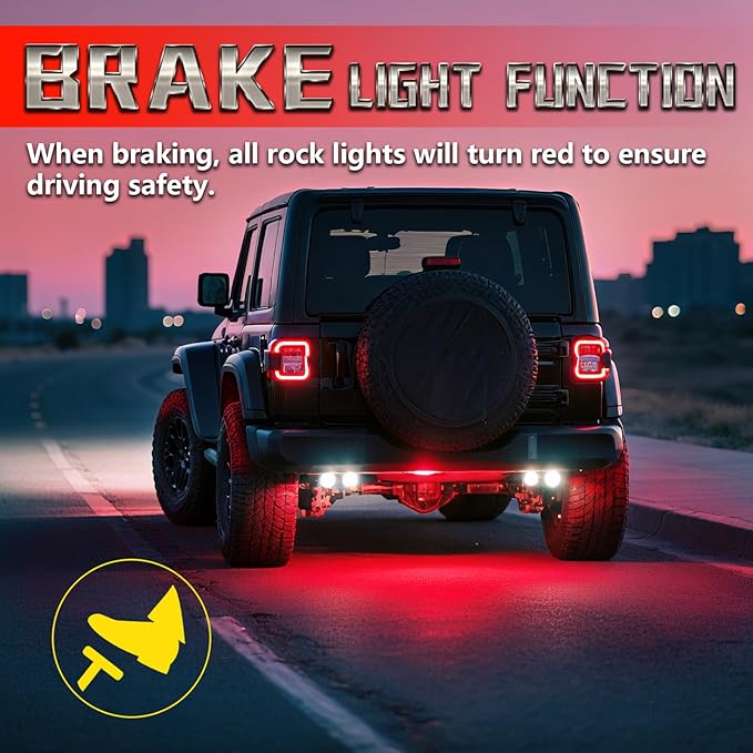 8 Pods Segmented Alloy RGB LED Rock Lights for Jeep Trucks Golf Cart Offroad ATV UTV SXS, Waterproof Impact Resistant Metal Underglow Kit with APP RF Control Sync Music Multicolor Neon Underbody Light