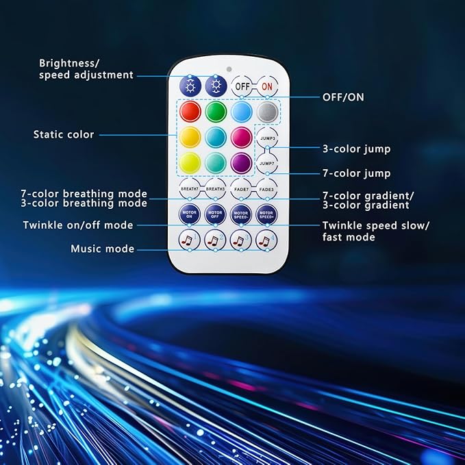 AMKI Mini 6W Starlight Headliner Kit 600pcs 0.03in 9.8ft,Twinkle+Sound Activated Fiber Optic Light 4Lamp Beam Starlight Box APP/Remote Control for Car Home Star Ceiling Decoration