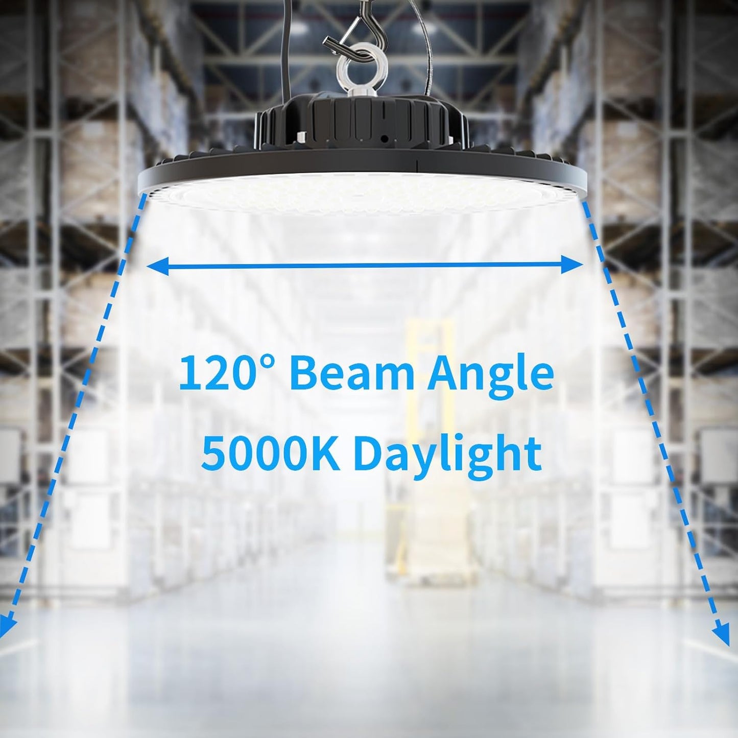 6 Pack UFO LED High Bay Light 150W, 21000 LM, 5000K with 5ft Power Cord, US Plug, Bright LED Shop Light for Basement Commercial Factory Garage Lighting, IP66 Waterproof, AC110-277V, ETL Listded