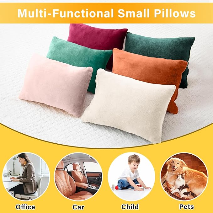 2 Pack Small Pillow, Memory Foam Mini Pillow 11 X 7 Inches for Travel, Sleeping, Nap and Neck, Knee, Lumbar Support, Tiny Cushion for Pet, Dogs (Teal Green)