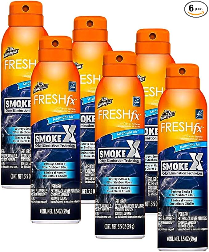 FRESH fx Armor All Smoke-X 3.5oz Spray Smoke Odor Eliminator, Midnight Air Scent (6)