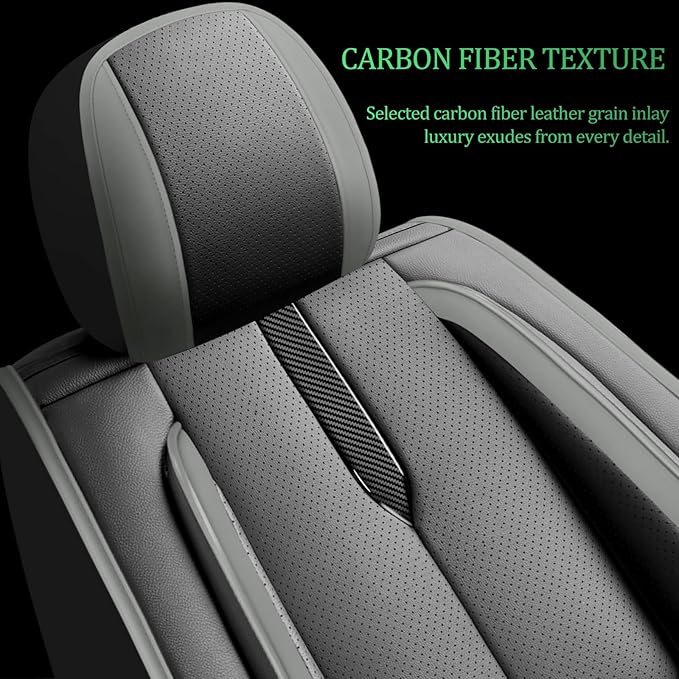 Fit Prius Car Seat Covers for Toyota Prius 2001-2024 2025 2026 -Upgraded Premium Waterproof & Breathable Leather,Airbag Compatible,All-Weather Seat Cushion Protector,2 Front/Black-Grey