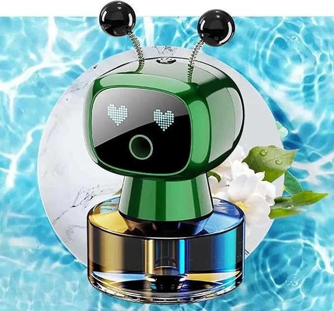 Amposei Smart AI Robot Air Freshener, Aromatherapy Diffuser for Car, Automatic Spray, Ideal Gift Decor for Perfume Lover (Green Gardenia)