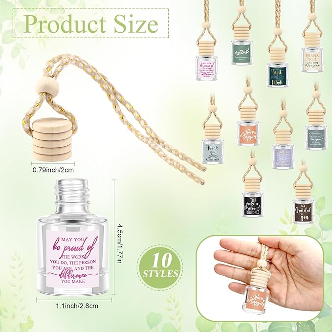 Funnymoom 20 Pcs Employee Appreciation Gifts Bulk Empty Glass Car Air Freshener Hanging Diffuser Thank You Gifts for Employee Nurse Staff Dietician Social Worker Volunteer