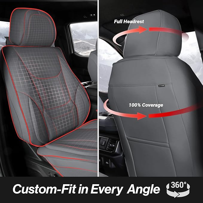 Coverland Custom Fit Car Seat Covers for SUV Compatible with [HR-V, Santa Fe, Sorento, Soul, Armada, Murano] Premium Waterproof Non-Slip Interior Seat Protector [Front Dark Gray - Size Chart A13]