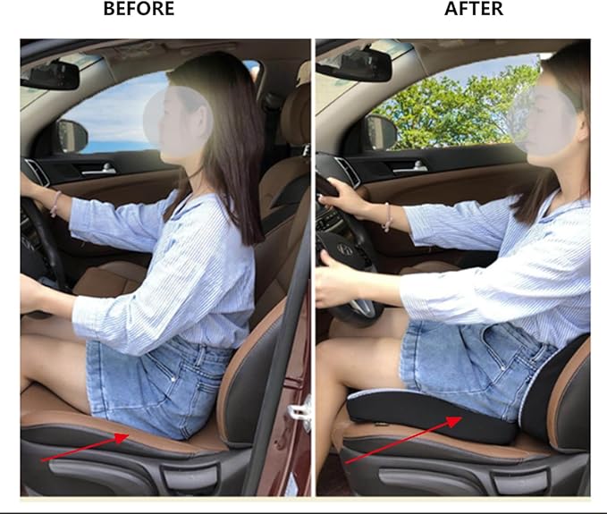 Heightening Wedge Car Seat Cushion Pad for Driving with Comfort Memory Foam, Curved Design Closely Adheres to The Lumbar Spine and Buttocks, Relieving Fatigue Broader Vision (Waist Cushion,Dark Gery)
