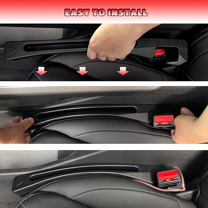 Toyota Camry Seat Gap Filler, Car Seat Gap Filler Organizer Stop Things from Dropping Customized Interior Accessories for Toyota, Black Pack of 2