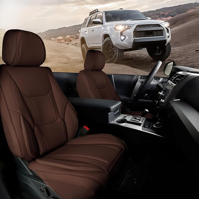 Coverland Custom Fit Car Seat Covers for SUV Compatible with [Grand Highlander, Highlander, Highlander Hybrid] Premium Waterproof Non-Slip Interior Seat Protector [Front Dark Brown - Size Chart A40]