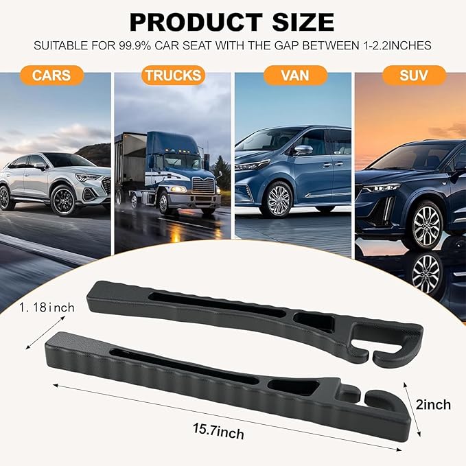 YANTING Car Seat Gap Filler 2 Pack - No Drop Seat Guard, Universal Car Seat Gap Plug with Storage Slot, Durable Non-Slip Material, Anti-Drop Gap Filler for Cars, Trucks & SUV (Black)