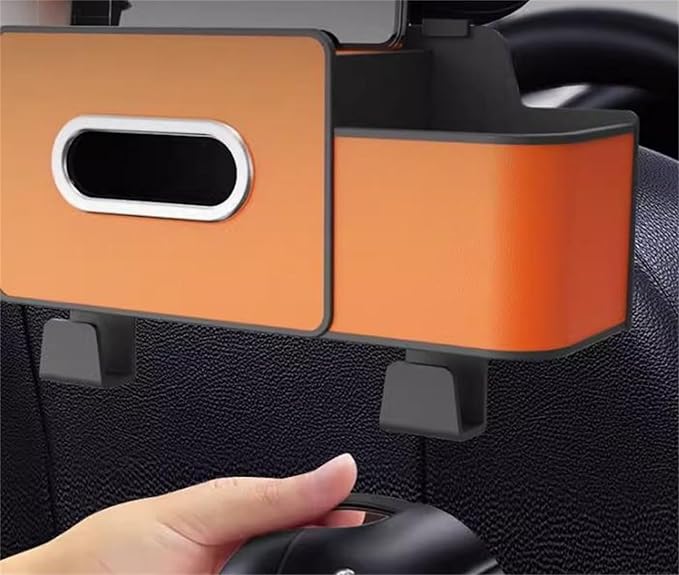 Car Organizers and Storage Box Behind Seat, Car Organizer Back of Seat, 4 in 1 Multifunctional Cars Organizer, For Snacks, Drinks, Bag Hook, Keep Tidy & Organized (Black+Brown)