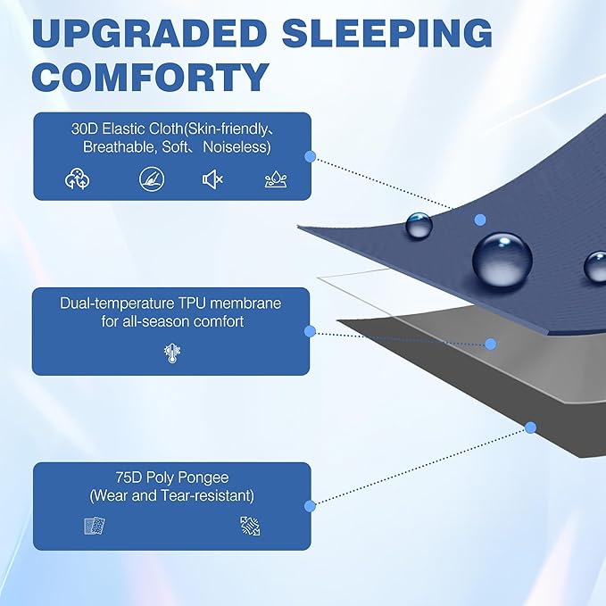 OUTSKIRT Ultralight Self Inflating Sleeping Pad, 4" Thick Camping Mattress with Pump Pack, 9.5 R-Value Insulated Sleeping Mat, Portable Camping Bed for Car, Truck or Van, 4 Season Camp Mattress