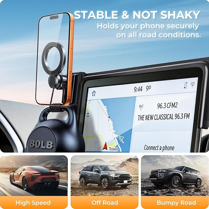 Car Phone Holder for Ford Mustang Mach-E 2025 2024 2023 2022 2021 (Only for 15.5-Inch Screen) 360° Rotation Magnetic Cell Phone Mount, Compatible with Magsafe, Does Not Affect Air Vent