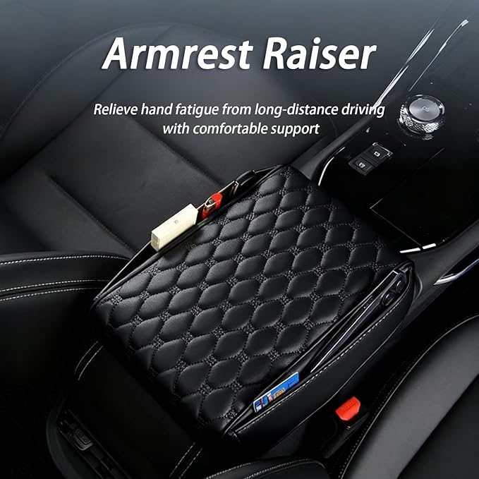 Car Center Console Cover for Honda Passport 2019 2020 2021 2022 2023 2024 2025, Thick Armrest Cushion Pad with Side Storage Pockets, Center Console Protector, Arm Rest Cover