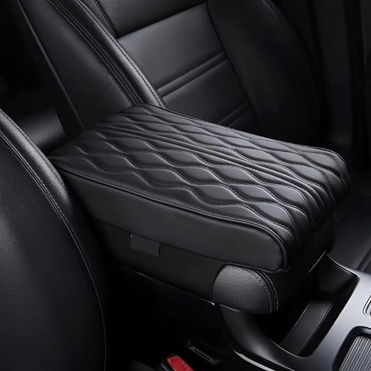 Leather Car Armrest Box Pad, 2025 Upgrade Universal Auto Arm Rest Cushion Memory Cotton Armrest Box Pad, Car Center Console Cover for Most Vehicle, Car Accessories (#1)