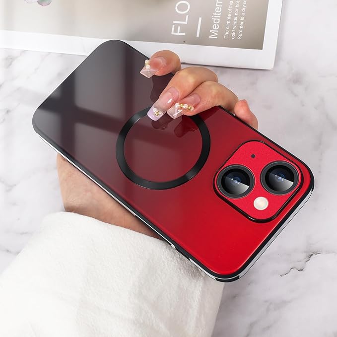 Guppy Compatible with iPhone 14 with MagSafe Case, Magnetic Gradient Case with MagSafe Charging, Gradient Glass Back Cover with Lens Film-Black