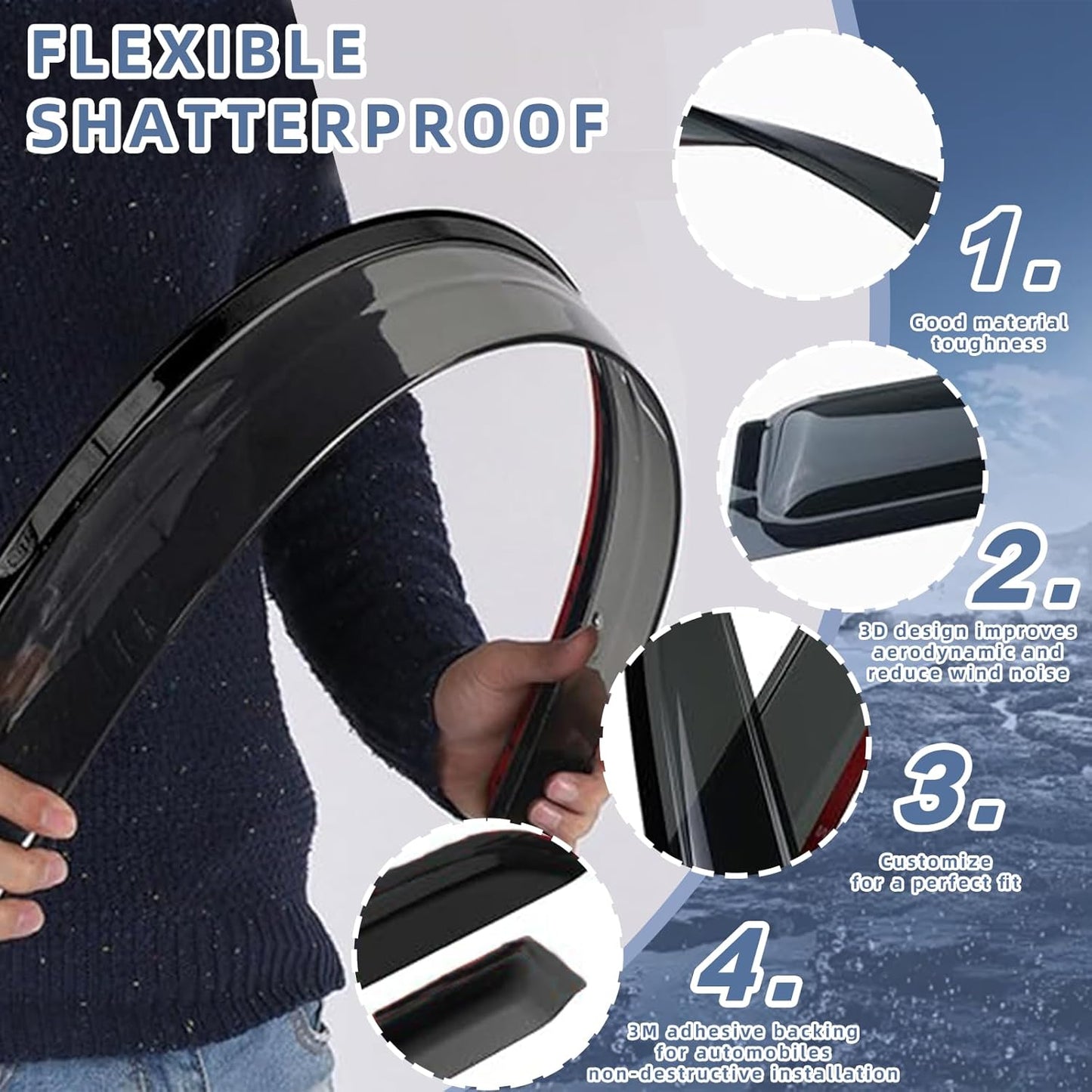 Window Visors Rain Guards fits 2011-2023 C-hrysler 300, Out-Channel Window Wind Deflectors Vent Shades Accessories, Dark Smoke 4 Pcs，2012 2013 2014 2015 2016 2017 2018 2019 2020 2021 2022