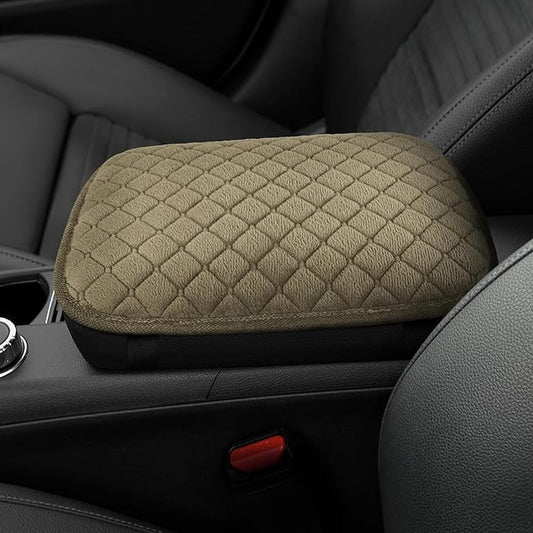 surpassme Car Center Console Pad Protector, Comfortable Car Armrest Seat Box Cover/Cushion Universal for Car/SUV Cushion Accessories(Kahki)