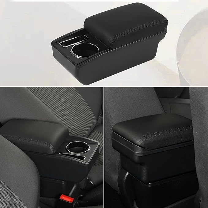 AULPHIKE Compatible with Nissan March Micra Armrest 2011-2016 Center Console Organizer Armrests Double Layer Storage Space with Cup Holder