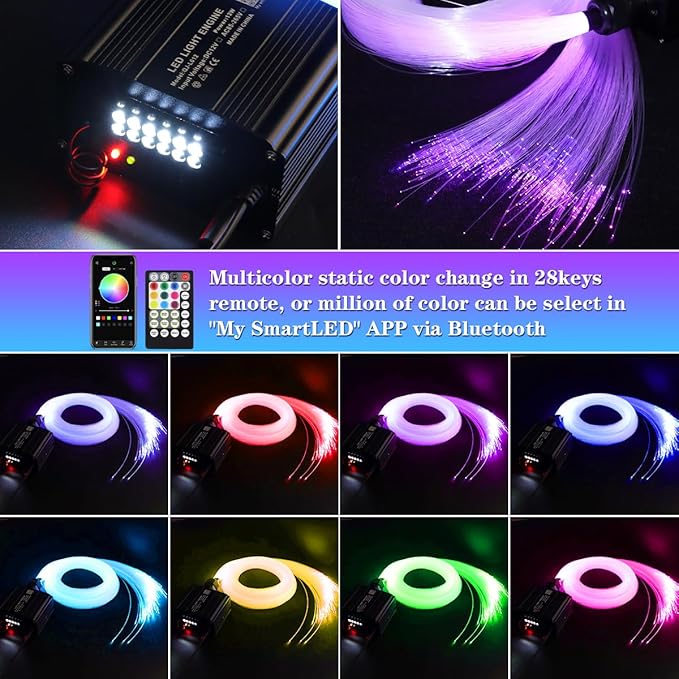 AMKI 550pcs 0.03in 9.8ft Twinkle Starlight Headliner Kit, Updated 2 in 1 Twinkle+Meteor Fiber Optic Light Box RGBW Sound Activated Mode for Car& Home Decoration, 240pcs Pure White Shooting Star