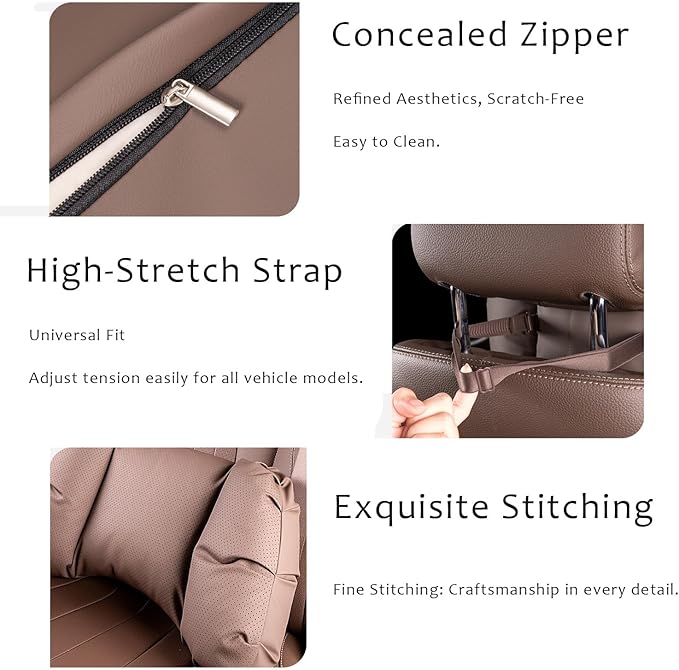Car Neck Pillow & Lumbar Support for Porsche Panamera 971 Sport Turismo 2017-2020 Ergonomic Breathable Mesh Auto Seat Back Cushion Headrest,Brown-Neck & Lumbar Set