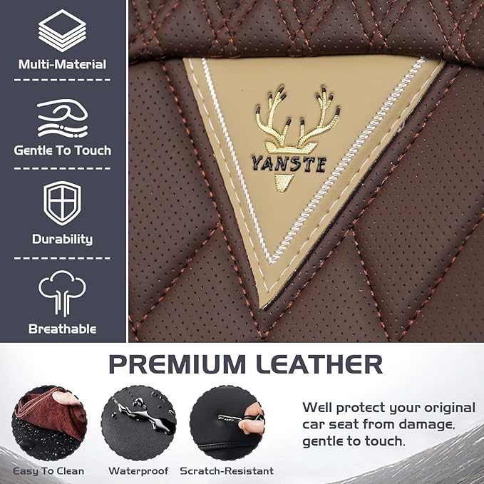 Truck Seat Covers for Toyota Tundra 2008-2026, Waterproof Premium Leather Full Coverage Car Seat Cover, Muscle Sport Style Auto Interior Seat Cover Sets (Full Set/Brown Coffee)